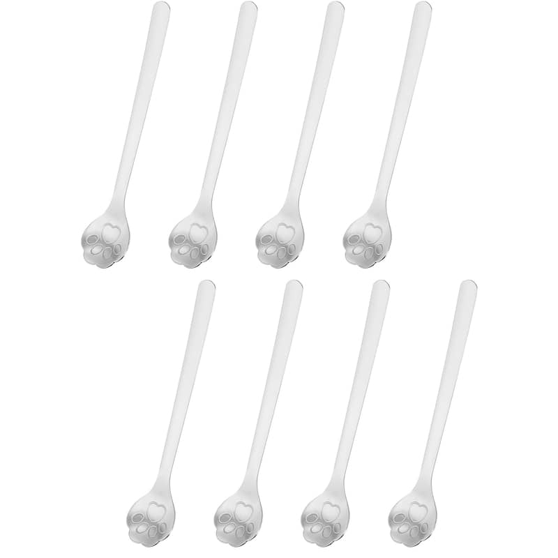 8Pcs 6" Cat Paw Spoon Stainless Steel Coffee Spoon Ice Cream Spoon