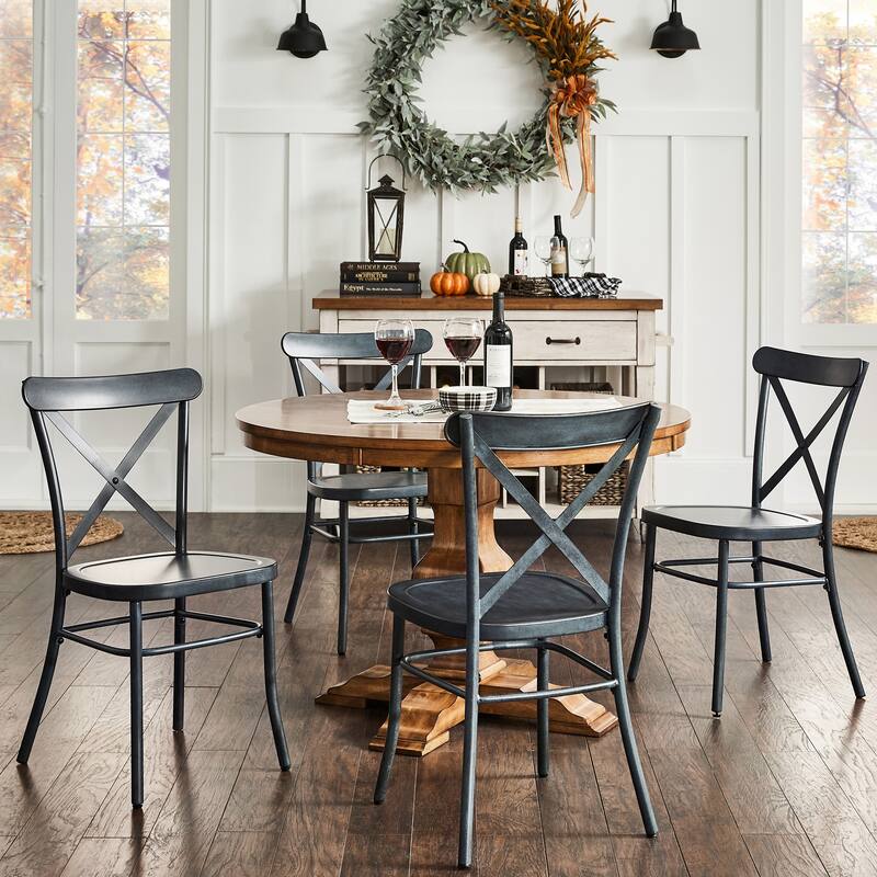 Eleanor 5-Piece Dining Set with Metal X-Cross Back Chairs by iNSPIRE Q Classic