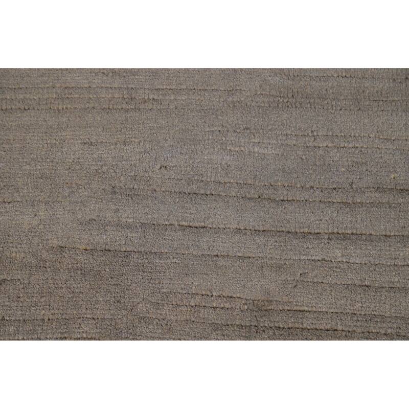Modern Gabbeh Oriental Rug Handmade Grey Wool Carpet - 4'10"x 6'10"
