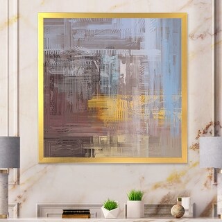 Designart "Brown And Grey Frozen Grunge Art" Modern Framed Wall Decor ...
