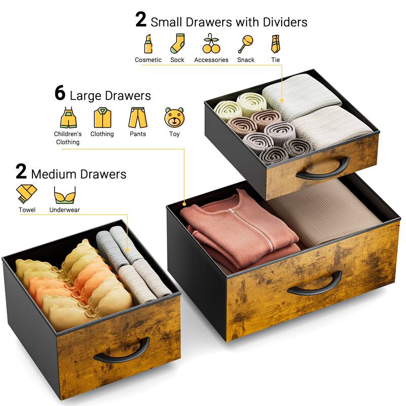 12 Drawer Dresser Fabric Tall Dressers for Bedroom Chest of Drawers