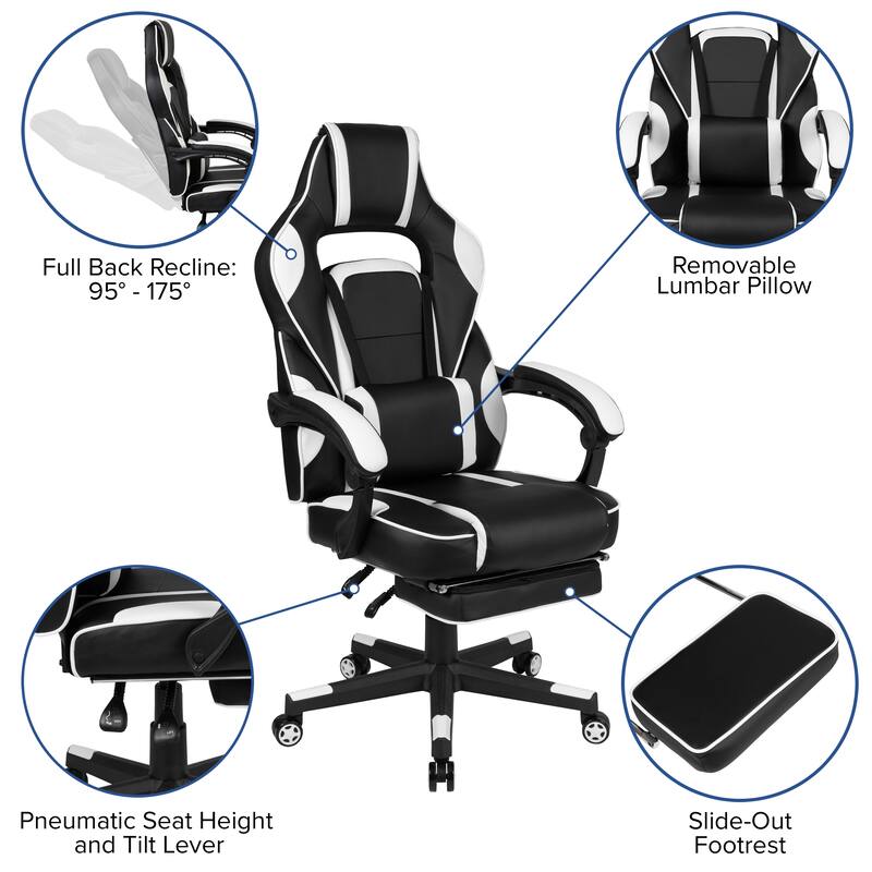 Gaming Bundle-Cup/Headphone Desk & Reclining Footrest Chair