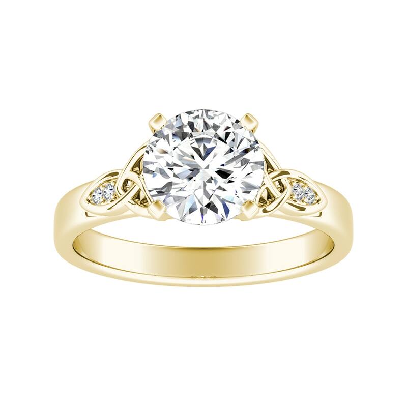 Auriya 14k Gold Modern 1 1/2ct Round Moissanite Engagement Ring - Yellow - 9