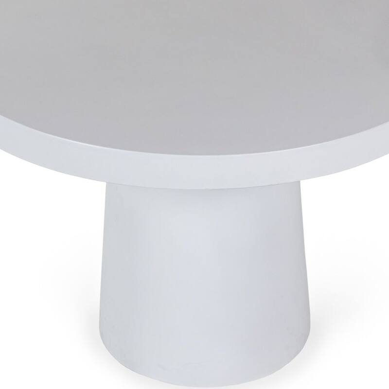 Cid Deso Dining Table, White Concrete Tapered Base, Round 43 Inch Top
