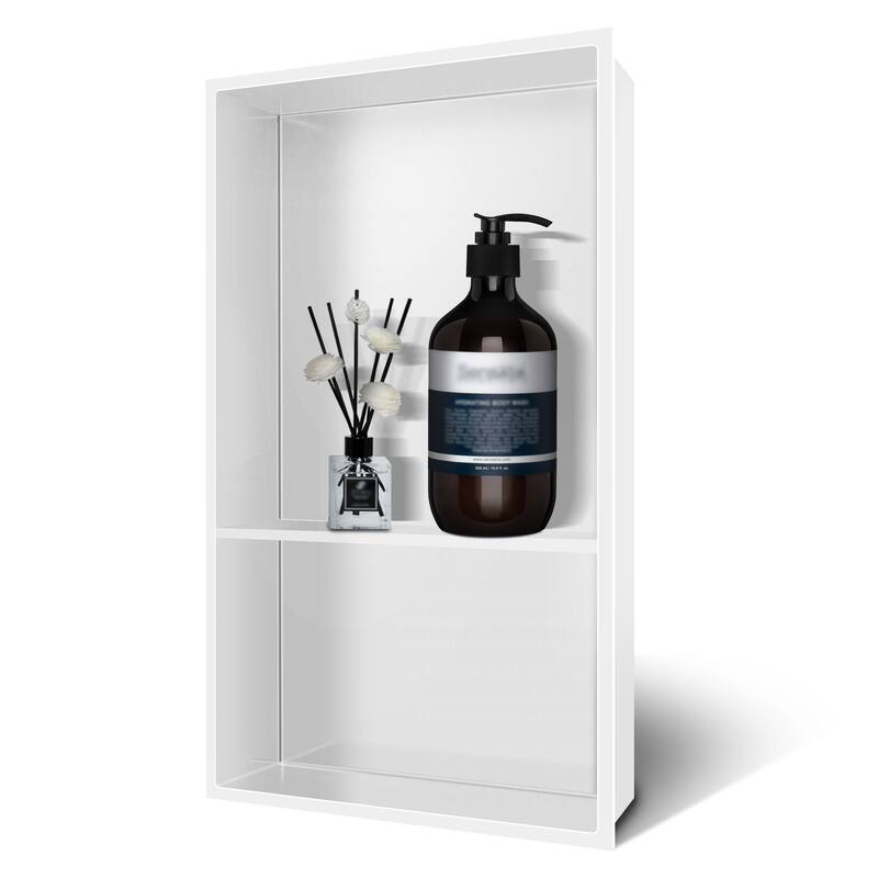 WIZ 12.8-inch W x 18.8-inch H x 4-inch D Stainless Steel Shower Niche - white
