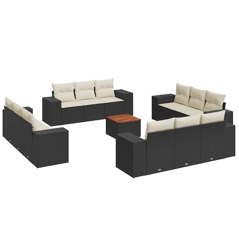vidaXL Patio Sofa Set with Cushions Outdoor Furniture 13 Piece Poly Rattan - 21.7 x 24.4 x 27.2
