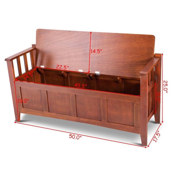 Shop Gymax Brown 32 Gallon Solid Wood Entryway Storage Bench Home