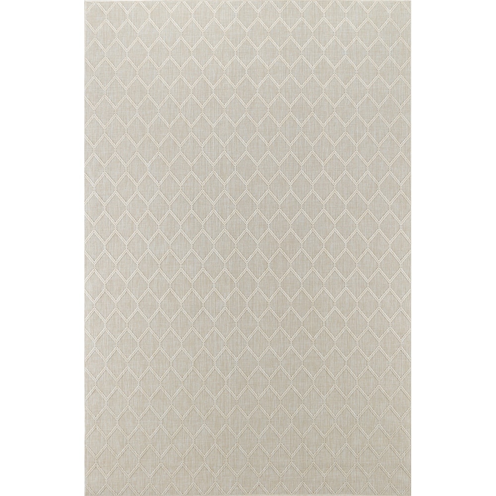 Larissa Collection Geometric Cream/White Indoor/Outdoor Area Rug