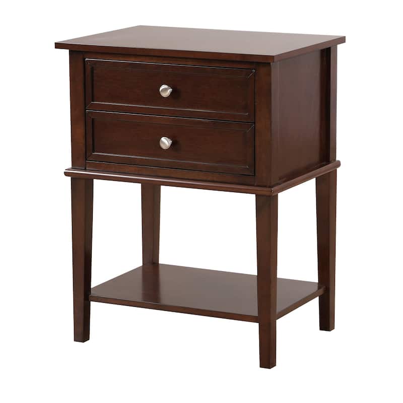 Cappuccino Nightstand 28x22x16 Contemporary Bedside Table with Open Shelf Storage, Rich Finish and Durable Design