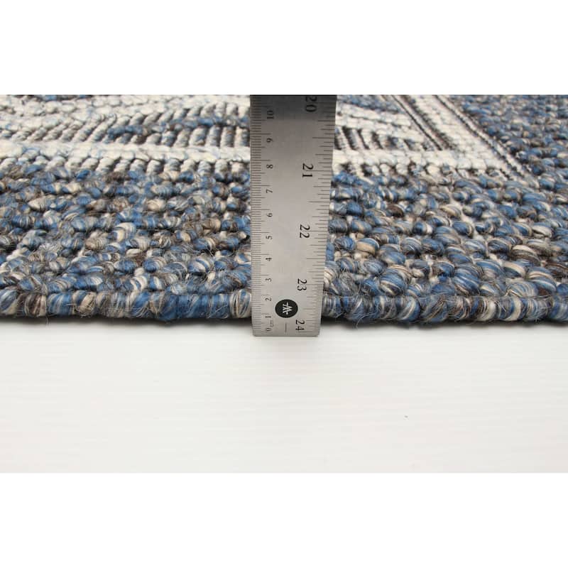 ECARPETGALLERY Braid weave Sienna Navy Wool Rug - 5'2 x 7'3
