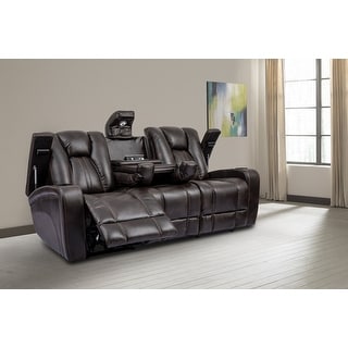 Q-Max Power Reclining Sofa with Power Headrest, Storage Arms, Drop Down ...