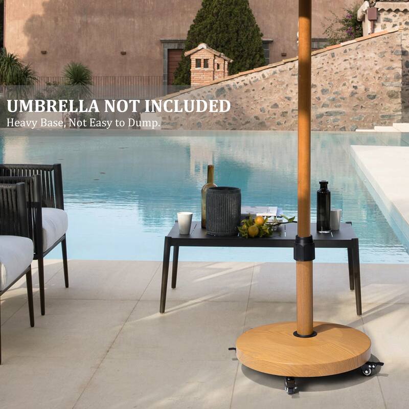 55lbs Round Concrete Market Umbrella Base With Wheels - N/A