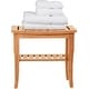 preview thumbnail 8 of 27, Bamboo Shower Bench Spa Stool - Wood 2-Tier Seat, Foot Rest Shaving Stool with Non-Slip Feet + Storage Shelf