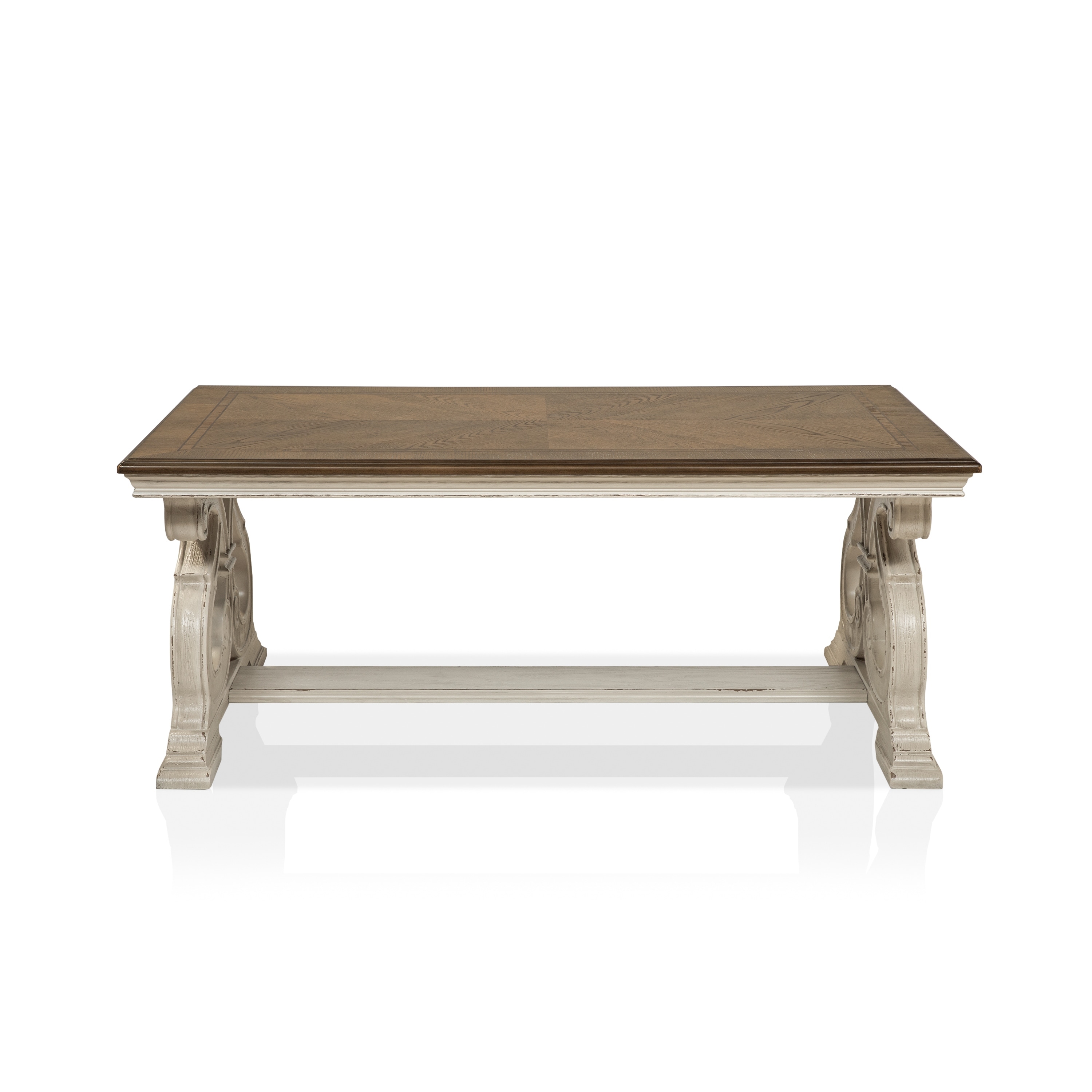Furniture Of America Roah Transitional Dark Oak Wood Coffee Table Overstock 30978138