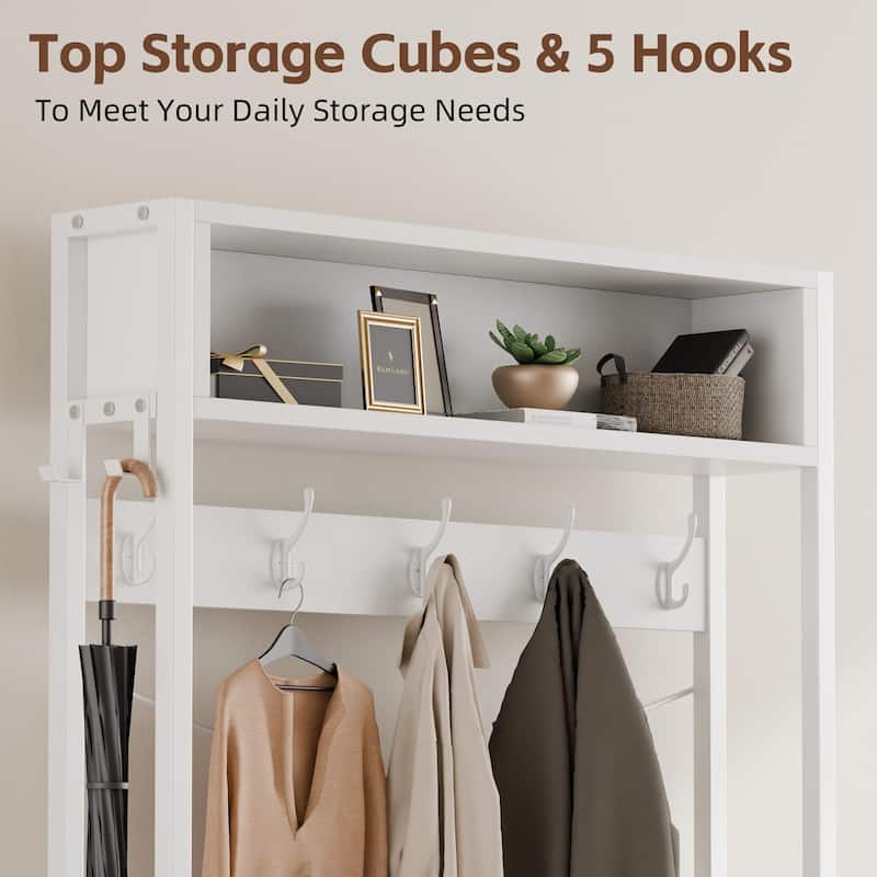 5-in-1Hall Tree Entryway Shoe Rack with 7 Hooks& 3 Drawers