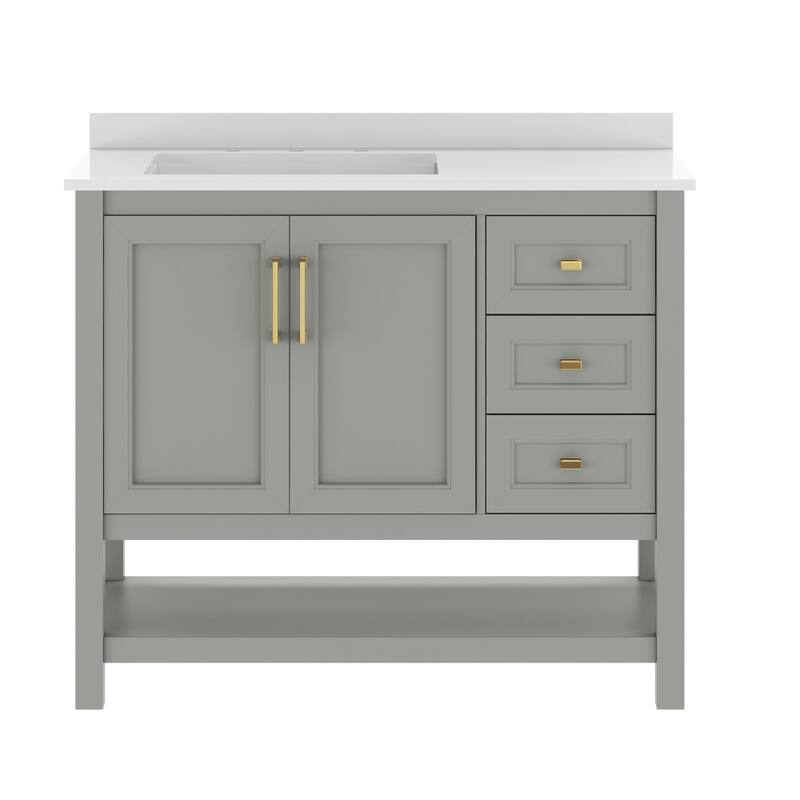 Bathroom Vanity with Sink, Open Storage, and Storage Drawers