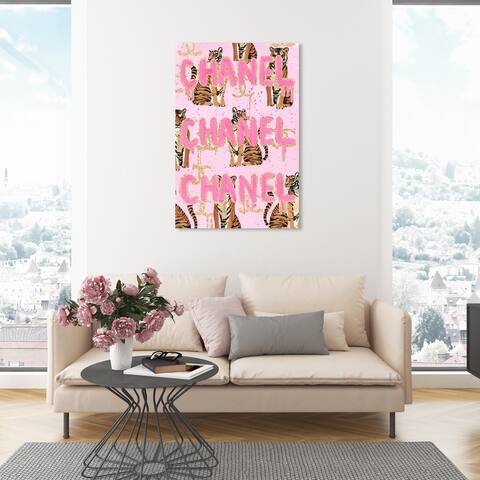 Oliver Gal 'French Tigers' Fashion and Glam Wall Art Canvas Print Lifestyle - Pink, Gold