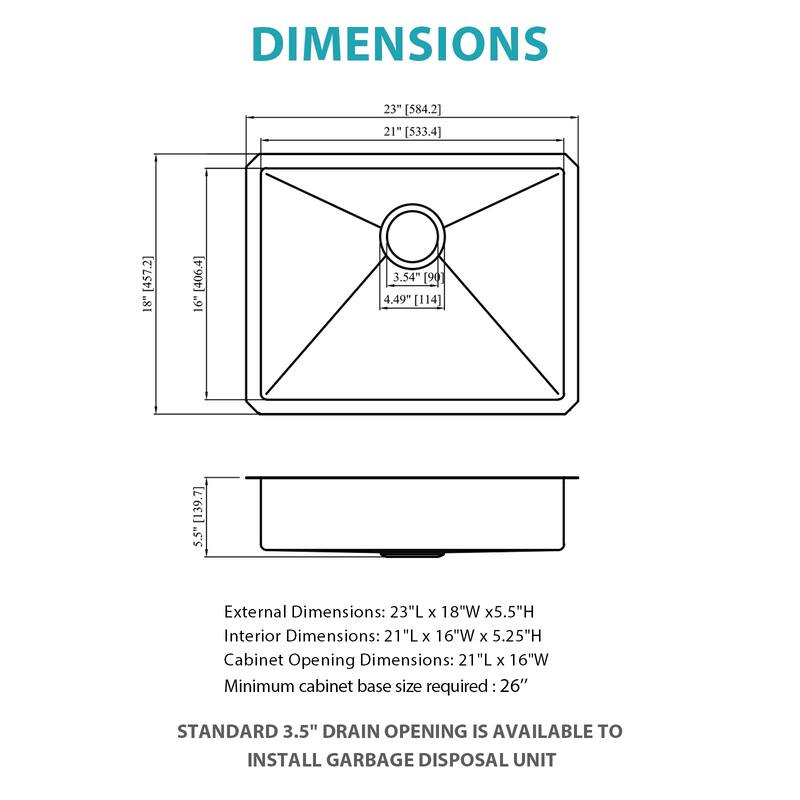 Undermount Single Bowl 16 Gauge Stainless Steel Kitchen Sink in Brushed Nickel