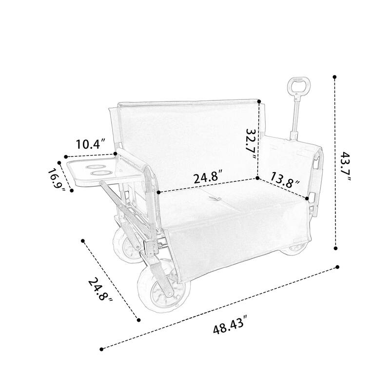 3-in-1 Folding Wagon Cart with Bench Seat & Rear-Mounted Folding Tabletop