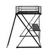 preview thumbnail 8 of 7, Twin Size Loft Bed with Desk, Ladder, Full-Length Guardrails, X-Shaped Frame in Black for Space Saving