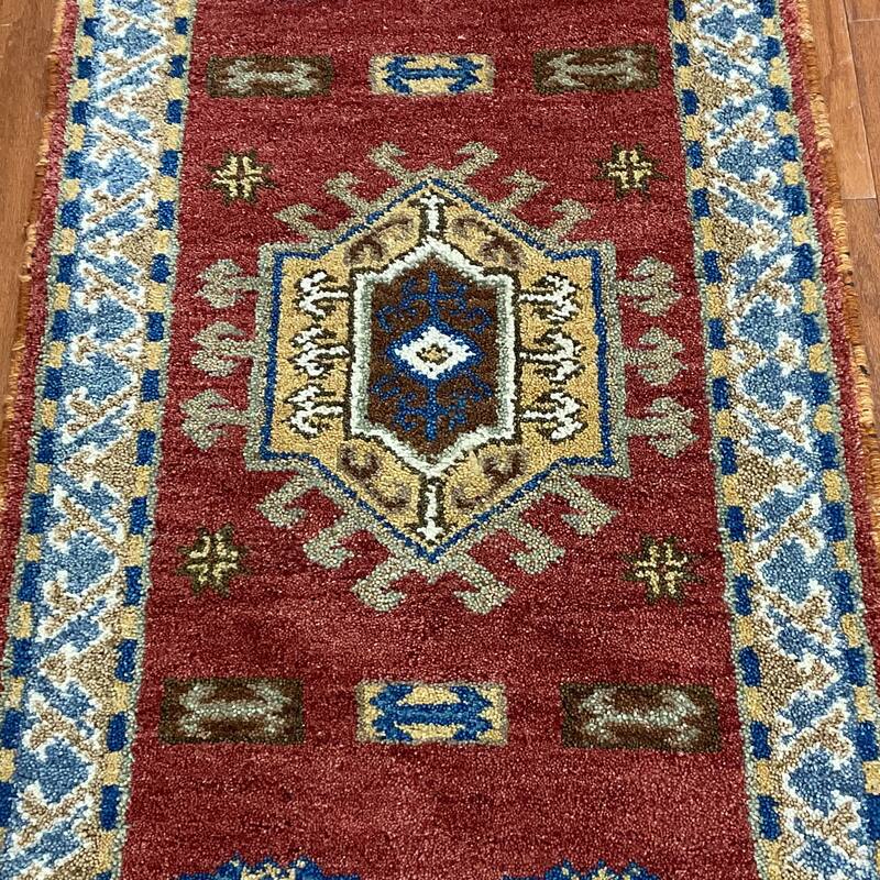 Handmade One-of-a-Kind Kazak Wool Rug (India) - 2'2" x 4'