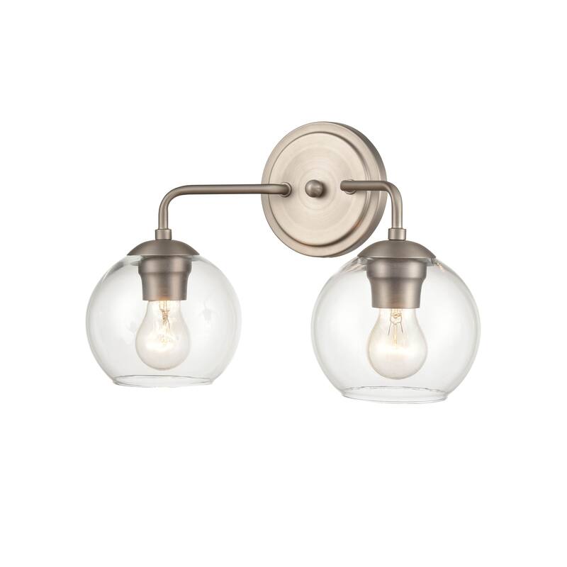 Millennium Lighting 2 Light Bathroom Vanity Fixture in Multiple Finishes with Clear Glass Shades - Brushed Nickel