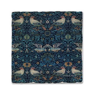 Patterned Birds 4-Pack Tumbled Tile Stone Coasters with Protective Cork Backing Manufactured in The USA