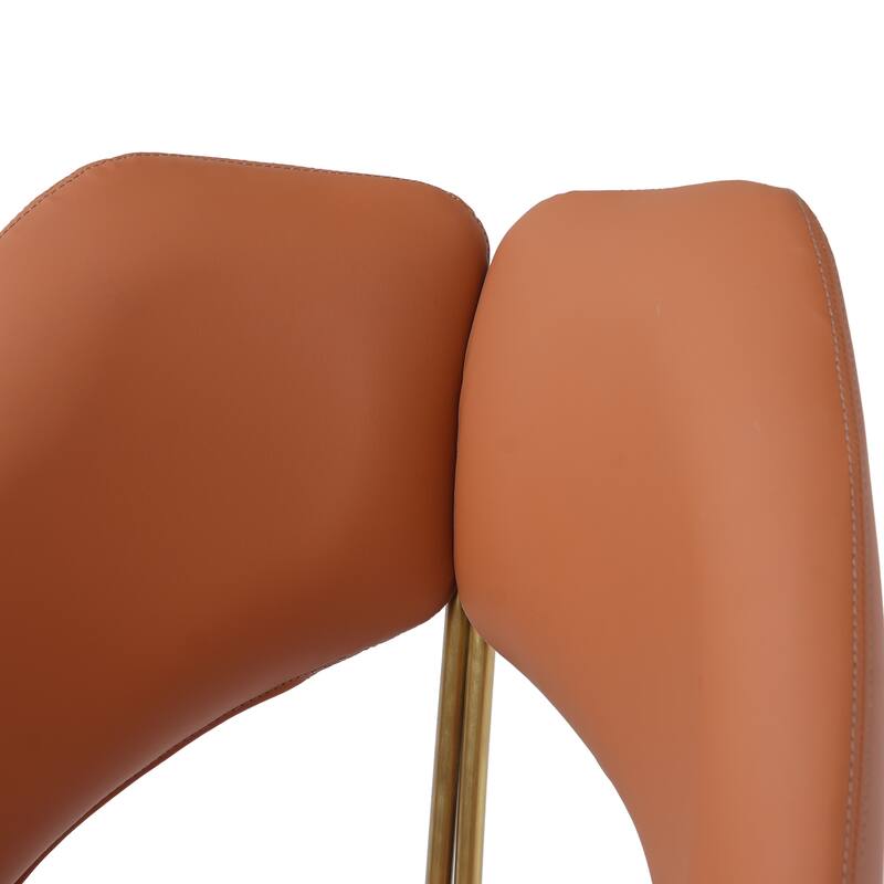 18.5''H Faux Leather Dining Chairs with Gold Metal Legs (Set of 2)