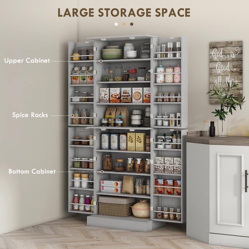 Kitchen Pantry Cabinet Storage Cabinet - Gray