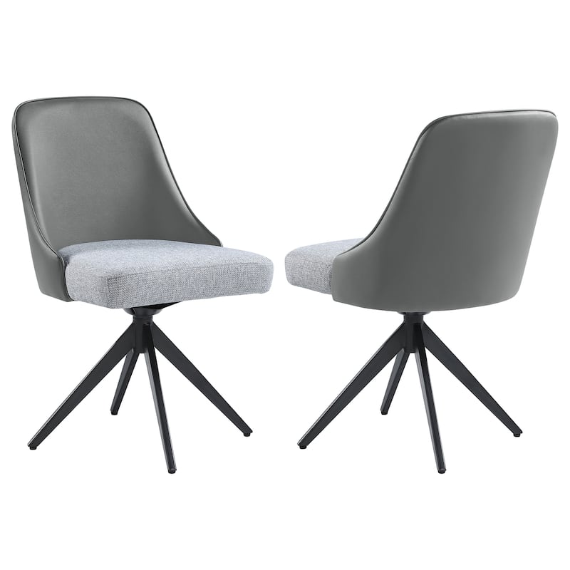 Paulita Grey Upholstered Swivel Dining Side Chair (Set of 2)