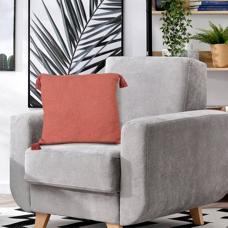 Sevita Solid Cotton Throw Pillow with Tassels