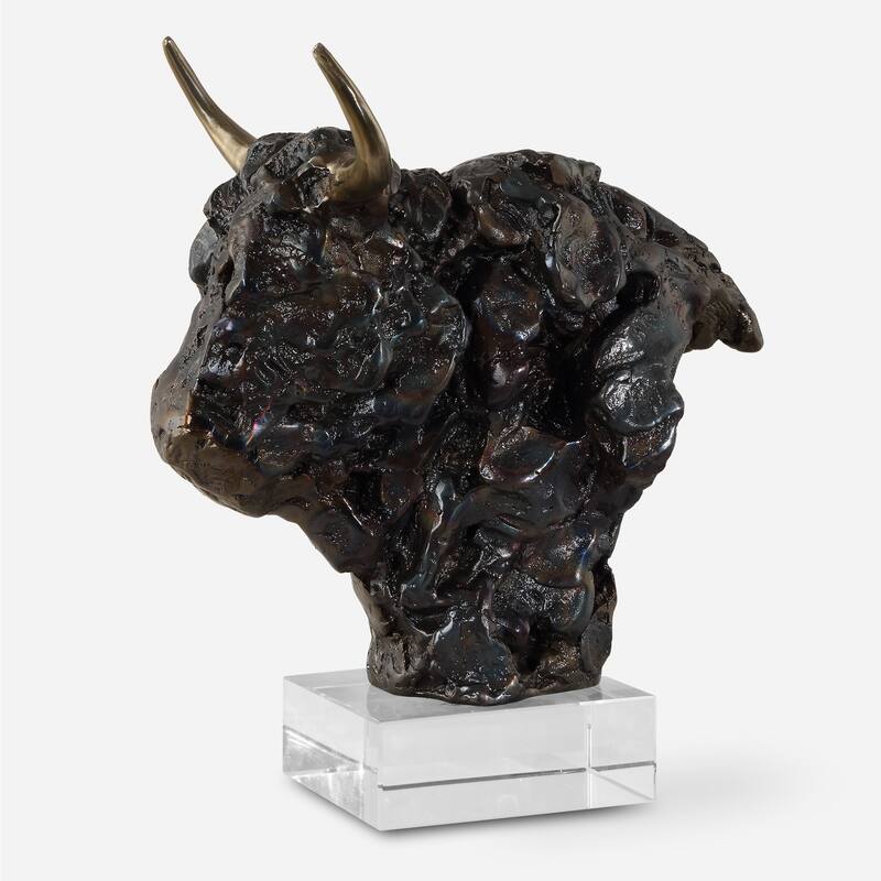Uttermost Bison Bust Bronze Sculpture - 13.25'' H X 11'' W X 8'' D