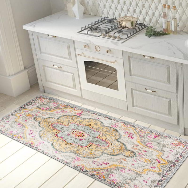 World Rug Gallery Distressed Bohemian Anti-Fatigue Standing Mat - 18"x47"