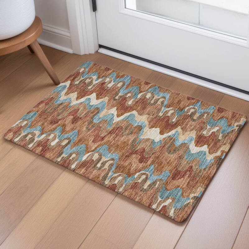 Machine Washable Indoor/ Outdoor Modern Mason Chantille Rug
