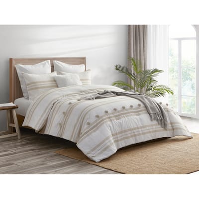 Pom Pom Stripe 3 Piece Comforter Set