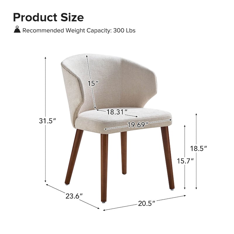 Nina Dining Chair with Wing Back Solid Wood Legs Set of 4 by HULALA HOME