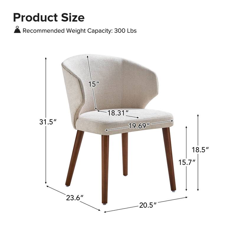 Nina Dining Chair with Wing Back Solid Wood Legs Set of 6 by HULALA HOME