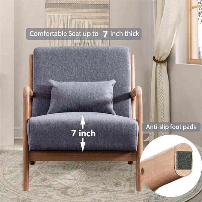 Prelife Modern Upholstered Living Room Armchairs with Wood Frame for Bedroom