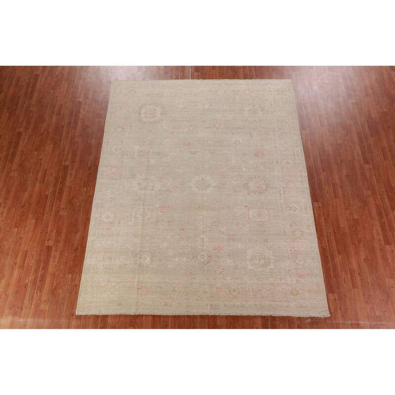 Hand Knotted Oriental 100% Wool Carpet Transitional All-Over Beige & Ivories Oushak Area Rug - 10' 0'' X 8' 0''