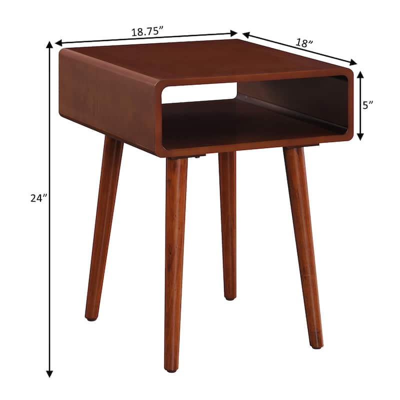 Napa End Table with Open Shelf, Mid Century Modern Side Table with Curved Edges, Tapered Legs and Spacious Surface Top - 18