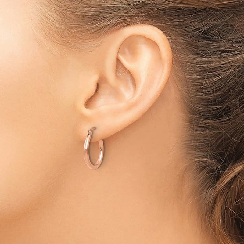 Curata 14k Rose Gold Polished Lightweight Tube Hoop Earrings - 19x18.25mm