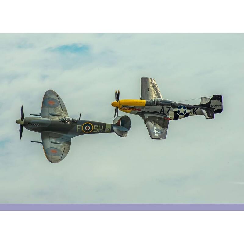 P-51 Mustang and Spitfire WW 2 Military Airplane Art Poster - Print On Demand - 24 x 36 Inch