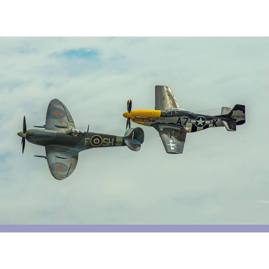 P-51 Mustang and Spitfire WW 2 Military Airplane in Flight by Wayne Collamore Art Poster - Print On Demand