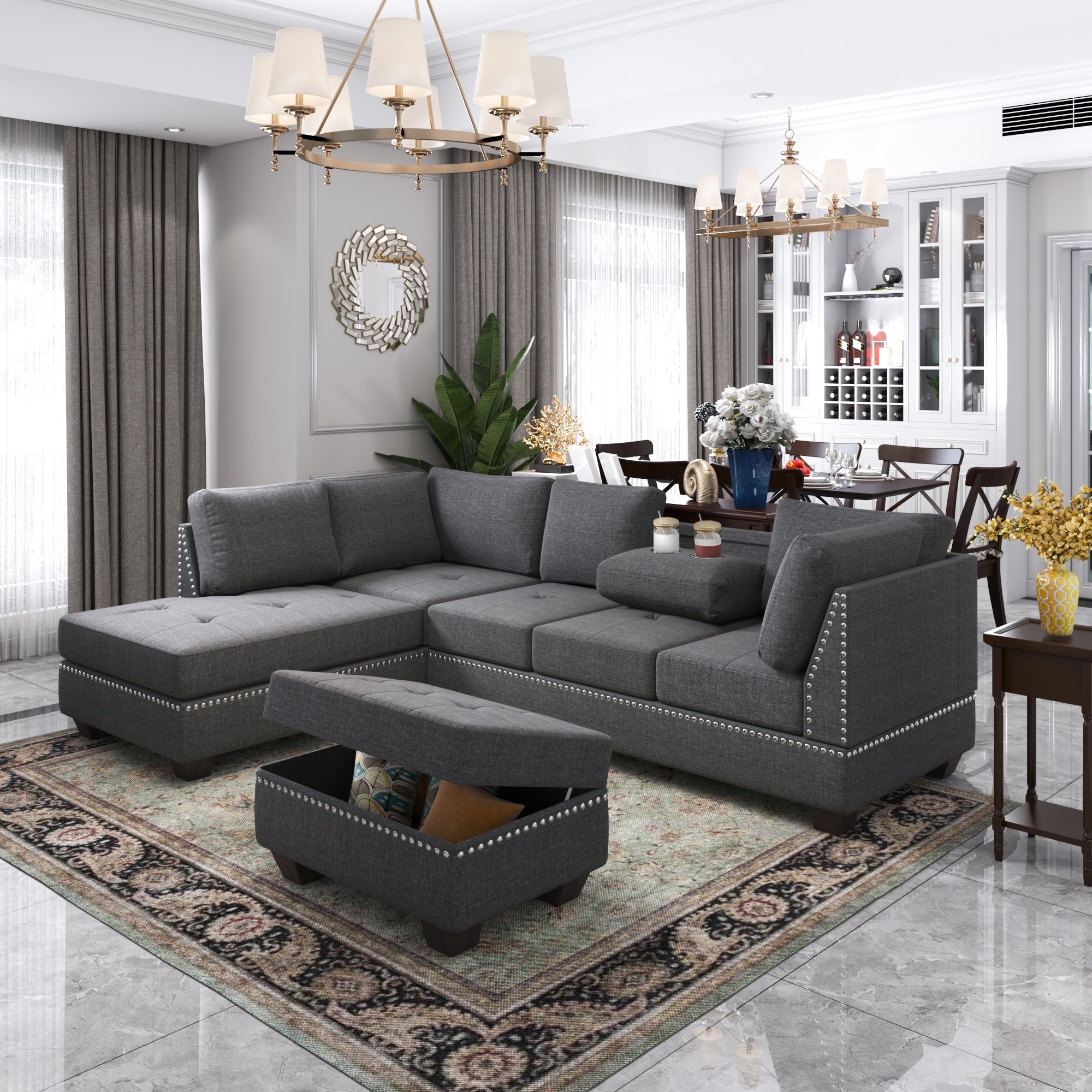 Rivet sectional sale sofa