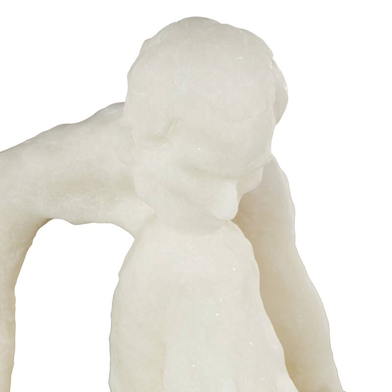 White Polystone Thinking People Decorative Sculpture with Shimmer