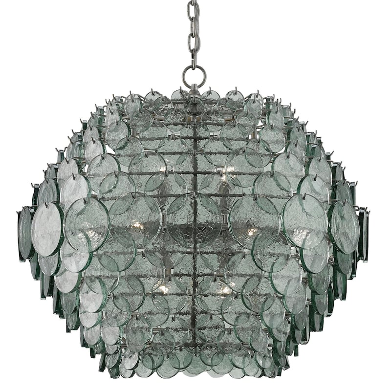 Currey & Company Braithwell Chandelier - 25.75"h x 29.5"dia - 25.75"h x 29.5"dia - Painted Silver Granello