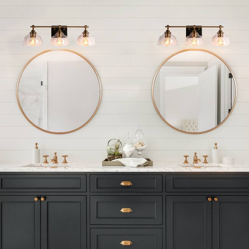 Modern Farmhouse 1/3/4-Light Gold Black Bathroom Vanity Light Glass Wall Sconces