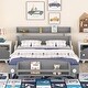 preview thumbnail 1 of 9, Gray Nordic Full Size Car-Shaped Platform Bed w/ Storage Shelf Upholstered Bed Frame No Box Spring Required, Space-Saving Gray
