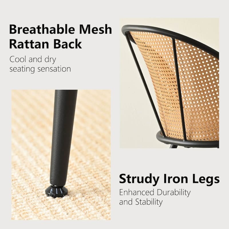 Upholstered Faux Rattan Dining Chairs (Set of 4)