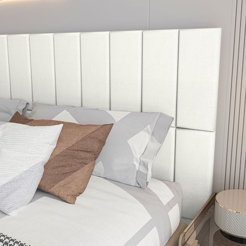 Art3d 9.84" x 23.62" Peel and Stick Headboard,Pack of 12, 3D Soundproof Wall Panels, Upholstered Wall Panel